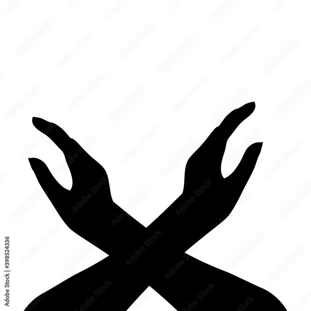 Obraz premium Silhouette crossed hands. Symbol rejection