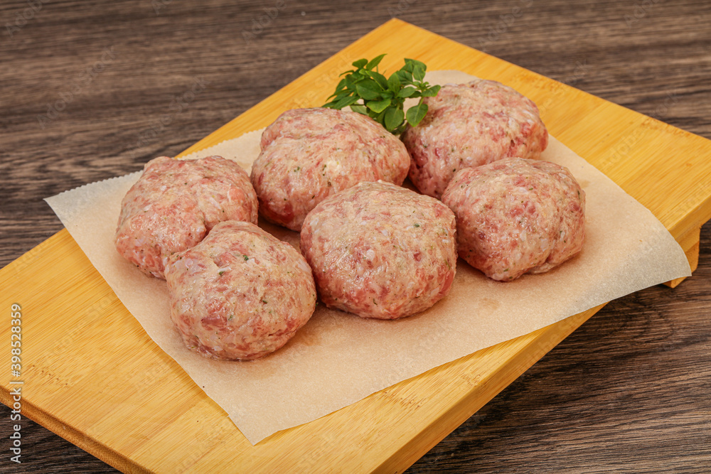 Raw turkey meatball for cooking Raw turkey meatball for cooking