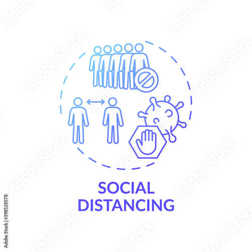 Social distancing concept icon. Safe shopping during Covid tip idea thin line illustration. Promoting health and safety. Minimizing contact with people. Vector isolated outline RGB color drawing