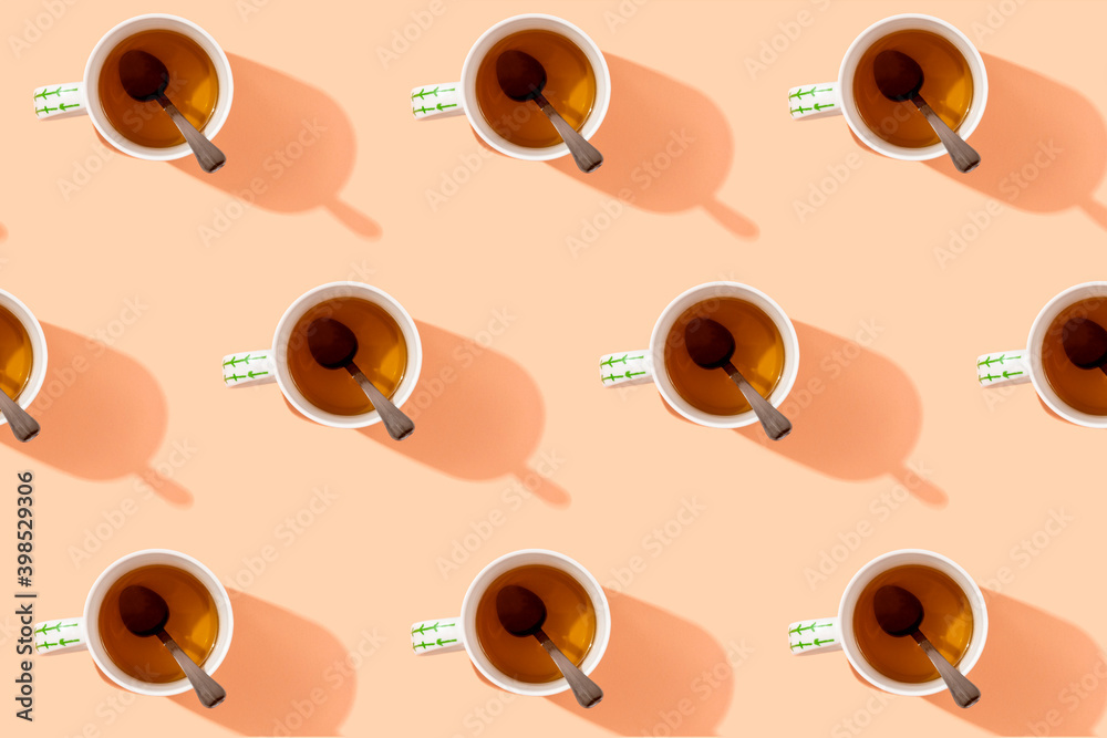 Pattern of mugs of herbal tea