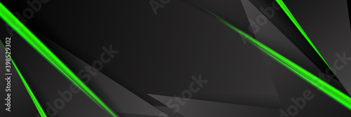 Triangular background. Abstract composition of 3D triangles. The geometric background of modern green is insulated black