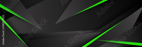 Black and green modern material vector header with a hexagonal mesh. Design banner with polygonal grid and blank space for your logo. Abstract website design