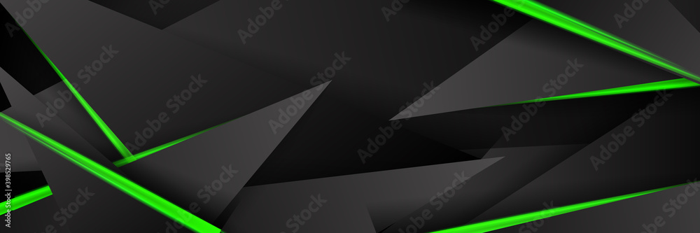 Background of empty scene with black concrete floor, neon lights and triangle. Background trend color ufo green Background of empty scene with black concrete floor, neon lights and triangle. Background trend color ufo green