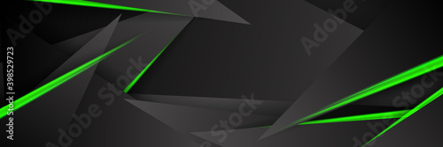 Abstract green light line cross shadow on black blank space design modern futuristic technology background vector illustration.