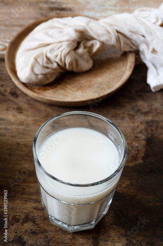 Glass of homemade rice milk