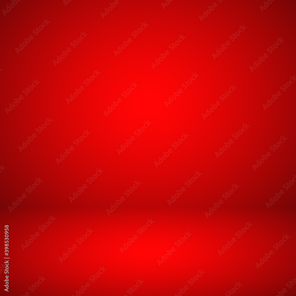 Empty red studio abstract background with spotlight effect. Product showcase backdrop.