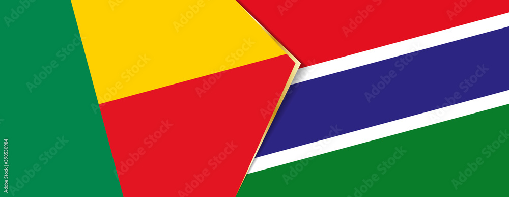 Benin and Gambia flags, two vector flags. Benin and Gambia flags, two vector flags.