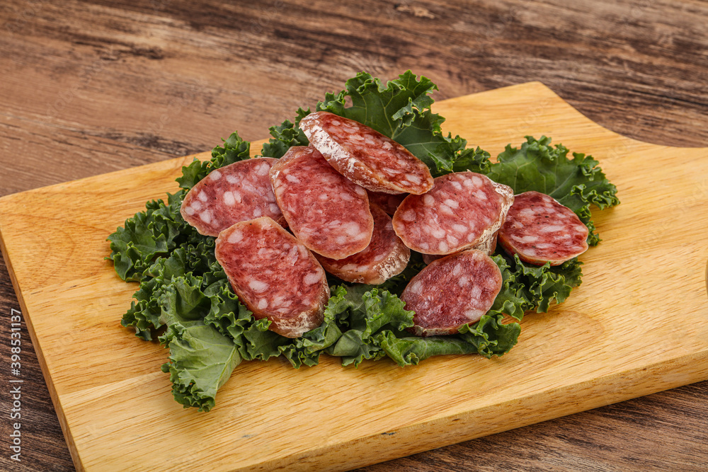 Iberian pork Fuet sausage slices Iberian pork Fuet sausage slices