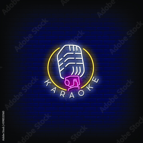 Karaoke Neon Signs Style Text Vector