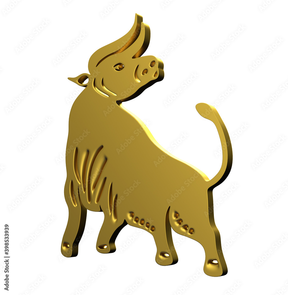 Gold Cow icon isolated on white background. 3d illustration 3D render Gold Cow icon isolated on white background. 3d illustration 3D render