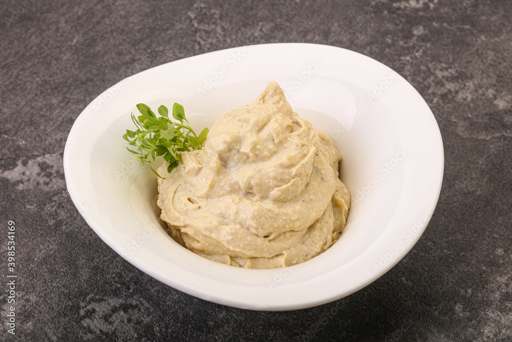 Vegan food - hummus with olive oil