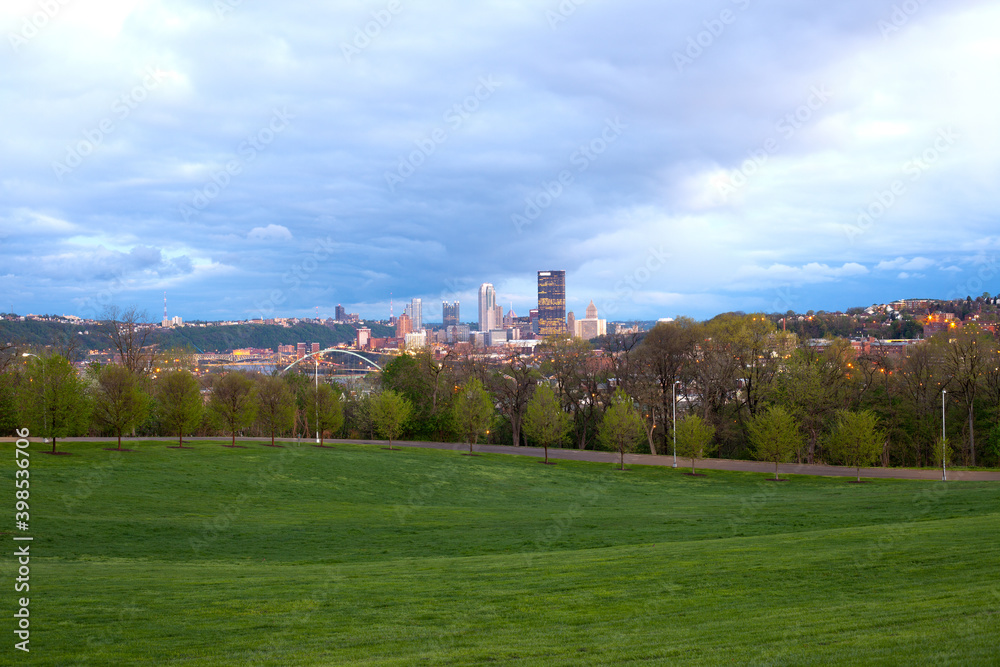 Cityscape of Pittsburgh, Pennsylvania from Schenley Park.