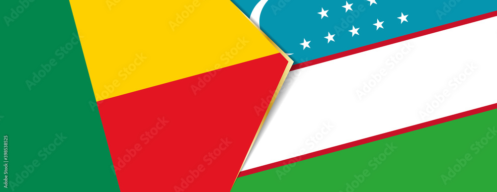 Benin and Uzbekistan flags, two vector flags. Benin and Uzbekistan flags, two vector flags.