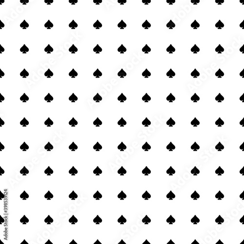Square seamless background pattern from geometric shapes. The pattern is evenly filled with black spades. Vector illustration on white background