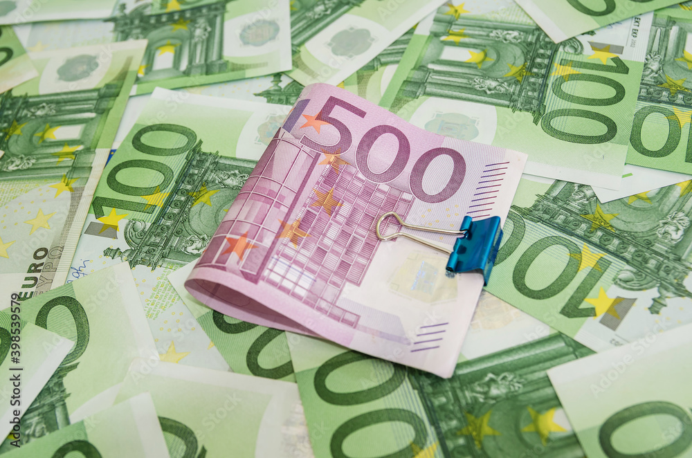 500 euros squeezed with a metal clip 500 euros squeezed with a metal clip