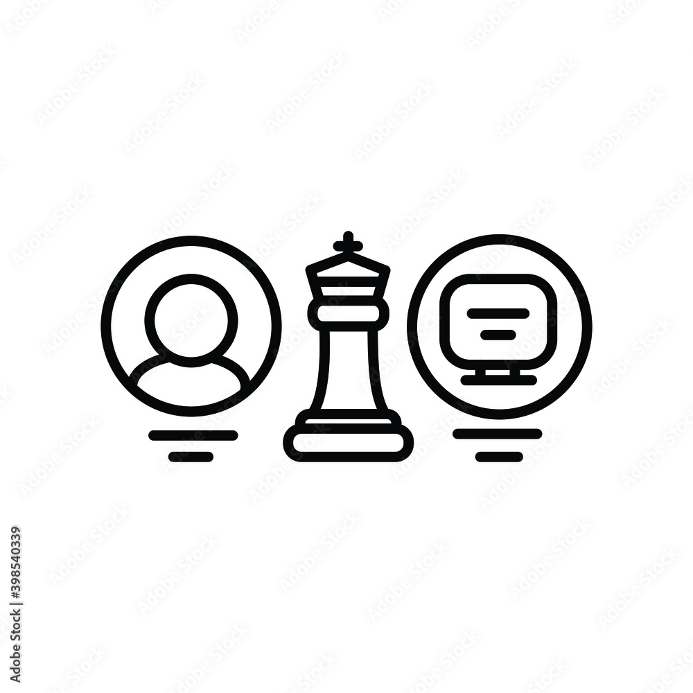 Chess game versus computer online line icon Chess game versus computer online line icon