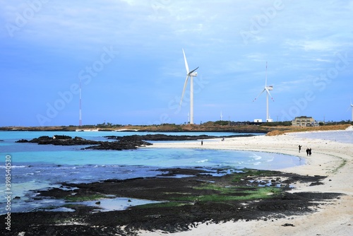 Kimnyeong Beach in Winter in Jeju, Korea.

