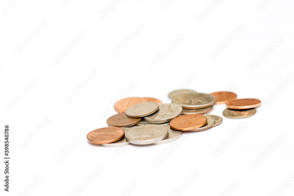 Different coins of USA isolated on the white background Different coins of USA isolated on the white background