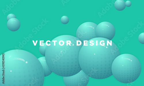 Abstract background with dynamic 3d fields. Light plastic light green bubble. Vector illustration of a shiny ball. Modern trendy banner or poster design