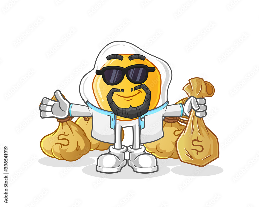 fried eggs rich arabian mascot. cartoon vector