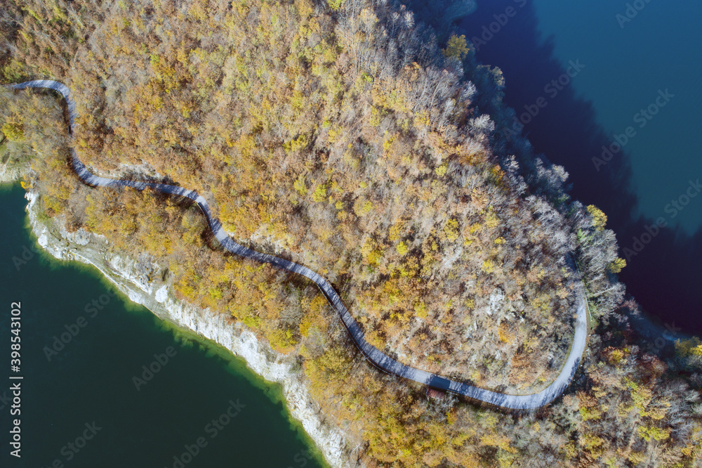 Aerial view of the jumping lake in Rieti, Italy Aerial view of the jumping lake in Rieti, Italy