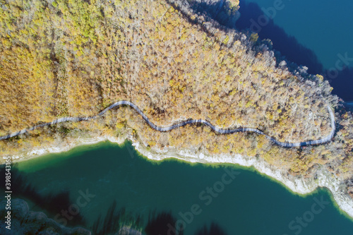 Aerial view of the jumping lake in Rieti  Italy