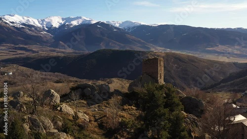 Aerial shot of the World's Largest Solar Furnace located in Font-Romeu-Odeillo-Via (France), a commune in the sunny Pyrenees mountains on the French-Spanish border. Four solaire photo