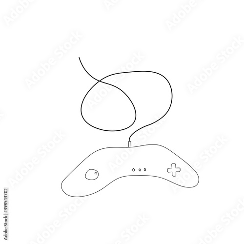 Doodle style video game controller illustration in vector format with retro 1970s pop background.