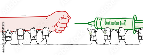 Cartoon Protesting People Against Vaccine Team people
