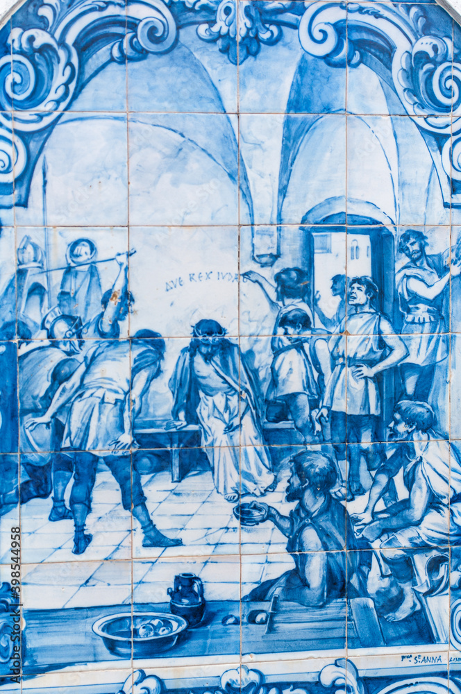 Fototapeta premium Nossa Senhora da Paz-clay tiles of the Church of the blessed virgin Mary, San Miguel island, Azores