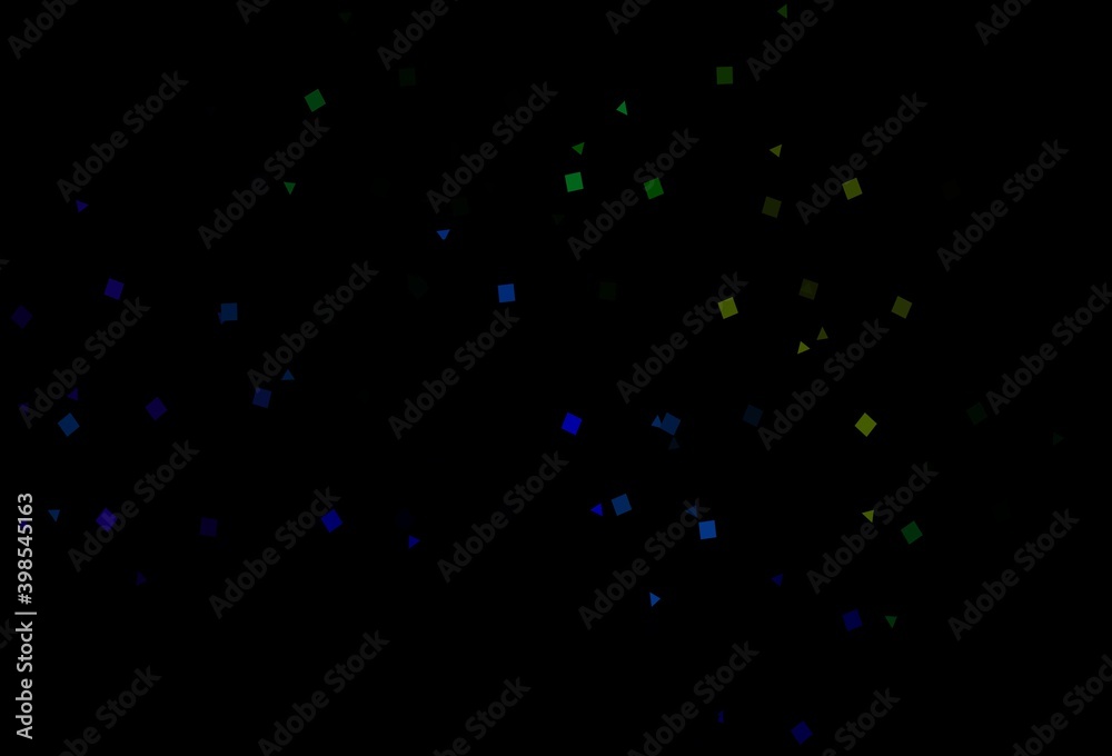 Dark Multicolor, Rainbow vector template with crystals, circles, squares.