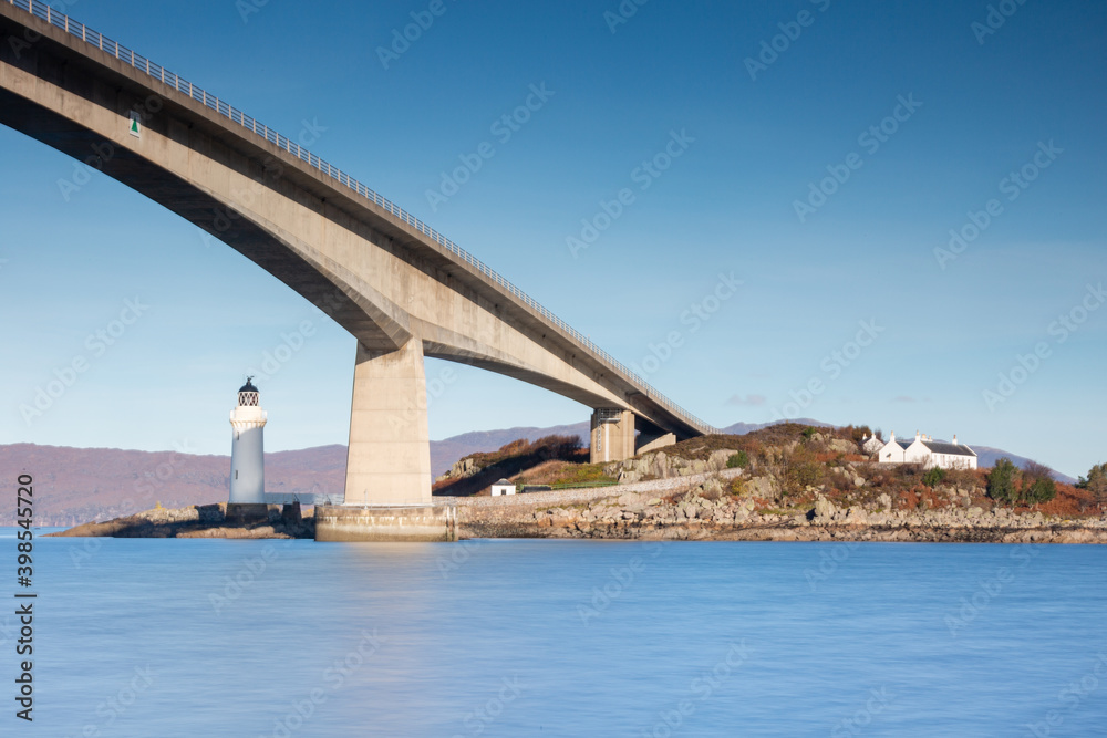 Fototapeta premium Kyleakin Lighthouse nestled beside Skye Bridge Scottish Highland and Islands