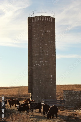 Farm silo on Kansas prairie