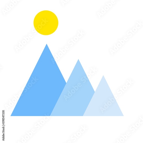 Weather icon with mountain and sun.