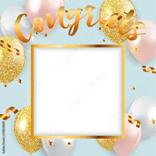 Congratulations design template background. Vector illustration. Square Template for social networks and messengers. EPS10