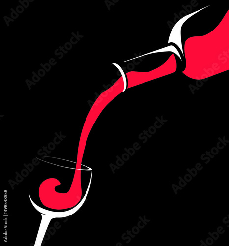 red wine pouring into glass