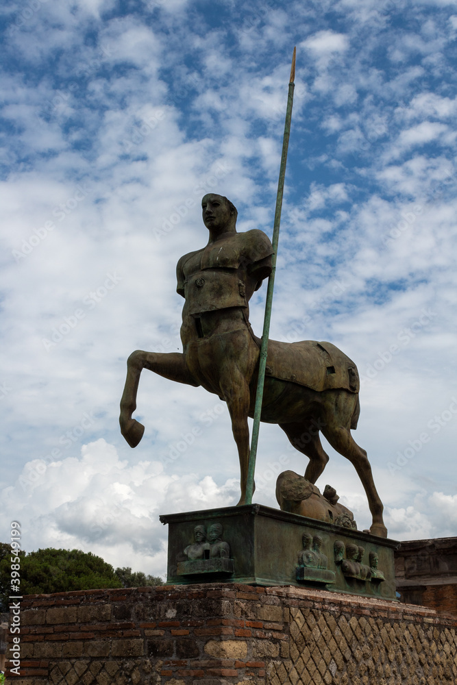 Centaur statue in Pompeii, ruins in Pompeii