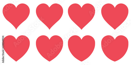 red heart contour vector love symbol Valentines day sign set heart shape, icon like social network instagram