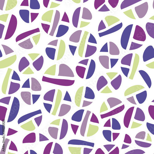 Vector seamless colorful pattern of ornamental abstract shapes triangles
