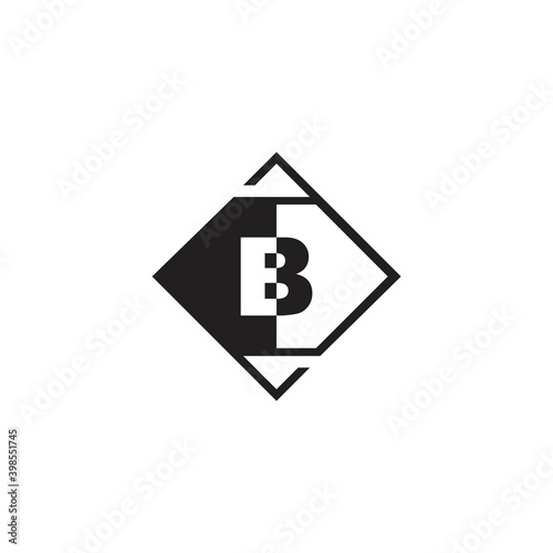 Letter B Geometrical Logo Negative Space Vector Design © simpenstock