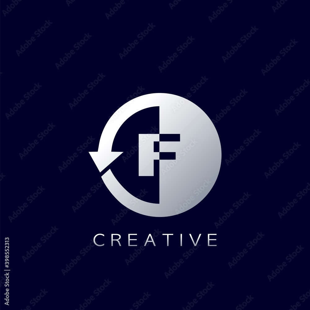Circle Arrow Letter F Geometrical Logo Negative Space Vector Design Circle Arrow Letter F Geometrical Logo Negative Space Vector Design