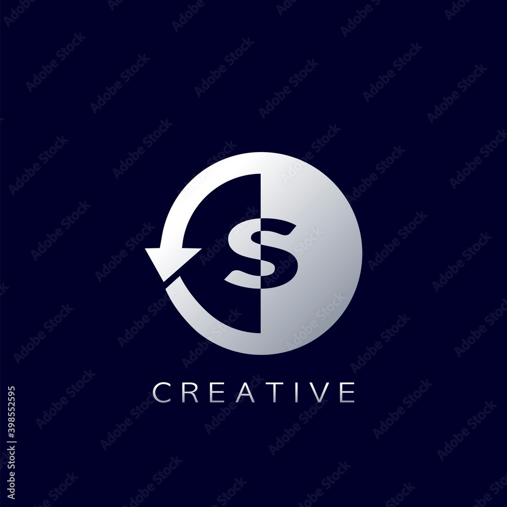 Circle Arrow Letter S Geometrical Logo Negative Space Vector Design Circle Arrow Letter S Geometrical Logo Negative Space Vector Design