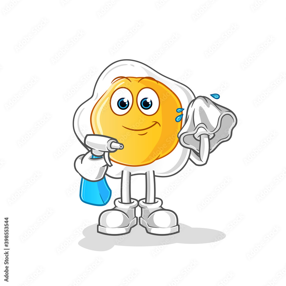 fried eggs cleaner vector. cartoon character