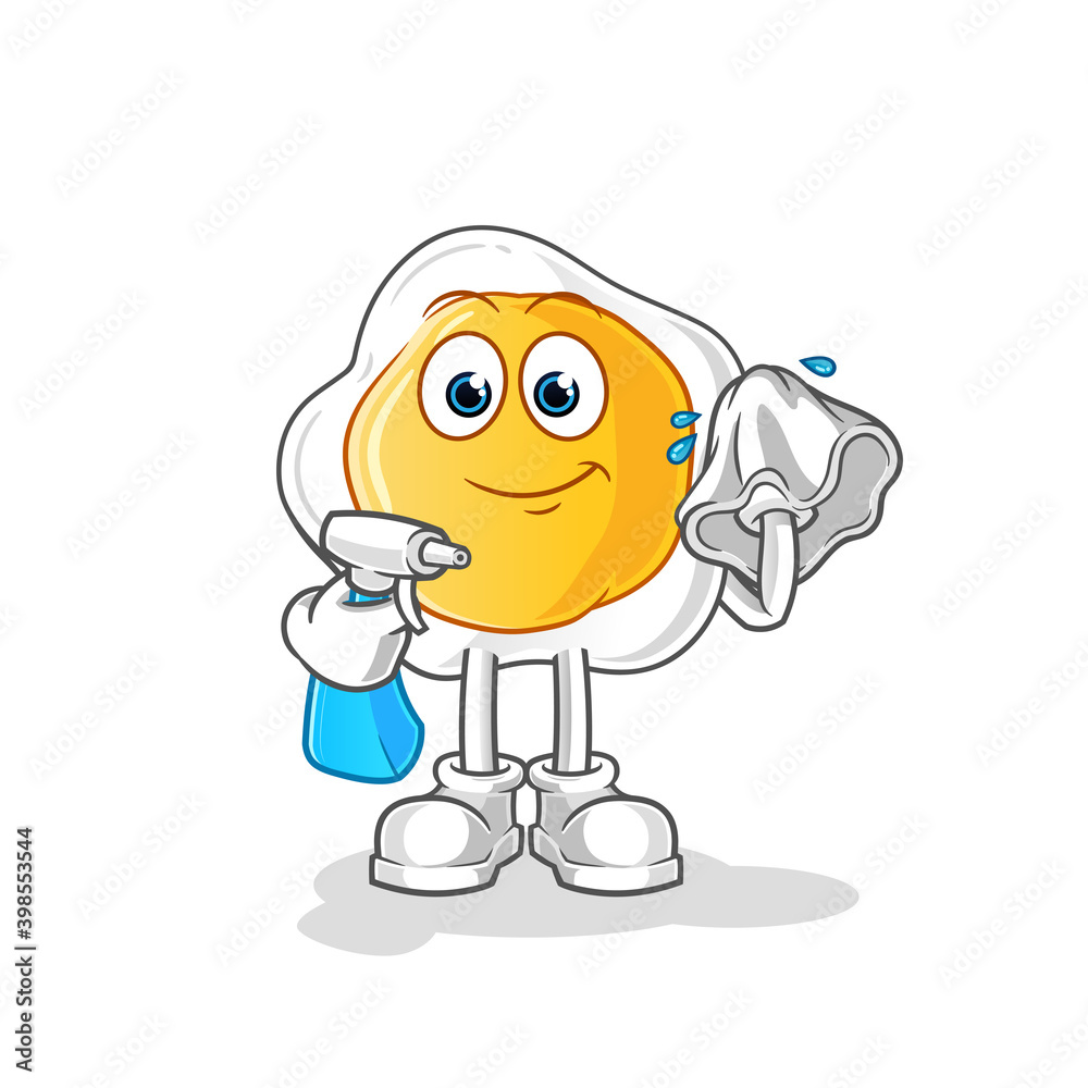 fried eggs cleaner vector. cartoon character fried eggs cleaner vector. cartoon character