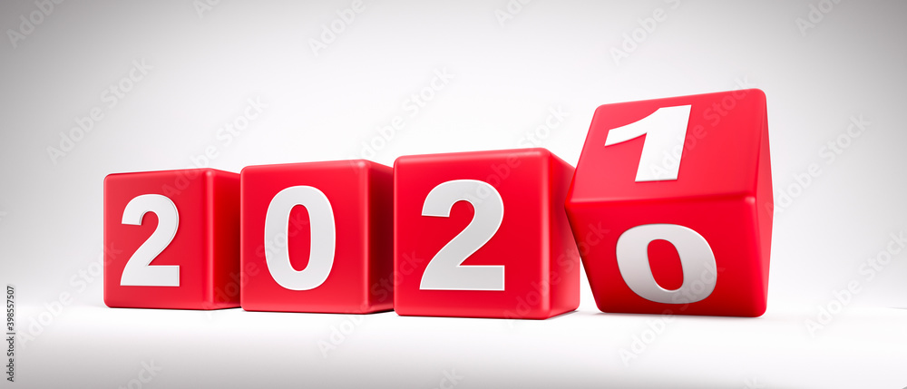 New year 2020 change to 2021 concept - changing red cubes
New year 2020 change to 2021 concept - changing red cubes