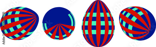 3d Easter eggs in different projections with a picture, isolated vector illustration on a white background. 
