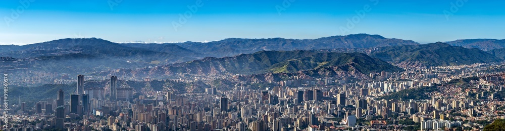Panoramic view of Caracas city at morning from Los Venados. Venezuela