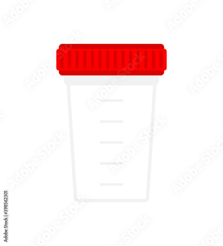 Plastic jar for analysis. Feces and urine collection container