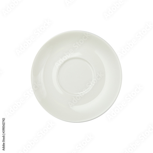 White plate top view. On a white isolated background 