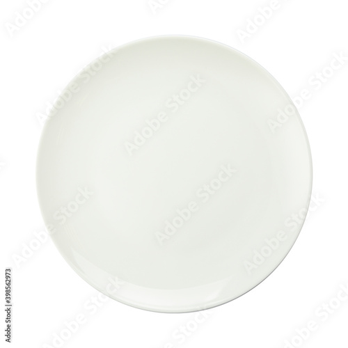White plate top view. On a white isolated background
